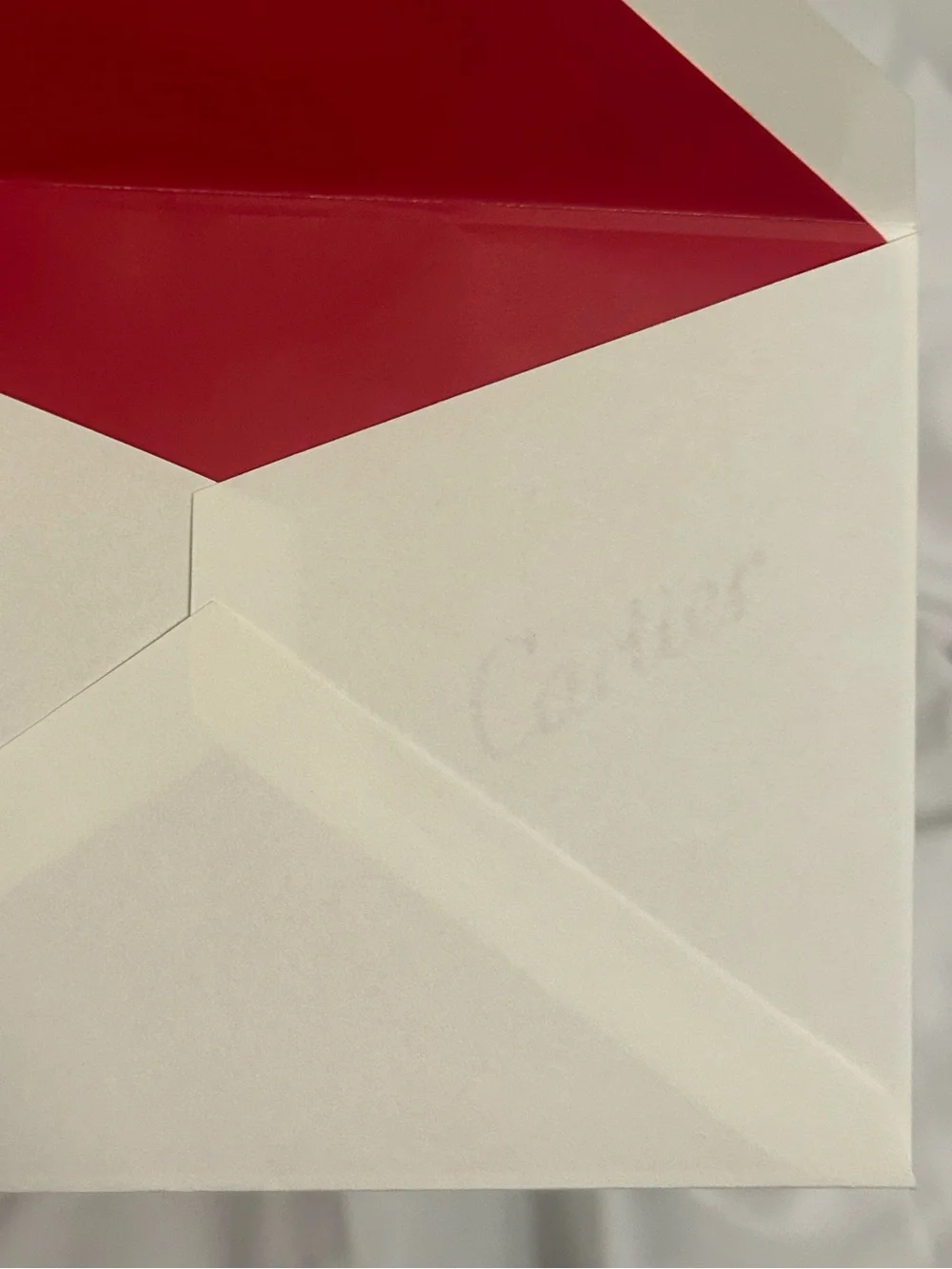 Cartier Red Box with 8 gorgeous red lined envelopes with embossed Cartier logo